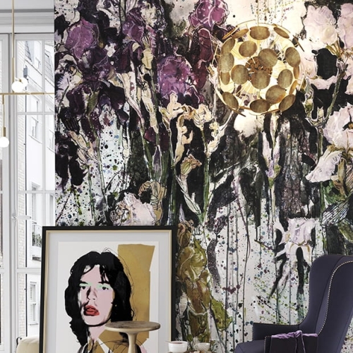 Irysy nowoczesna abstrakcyjna tapeta ścienna na fizelinie z kwiatowym motywem Blanche