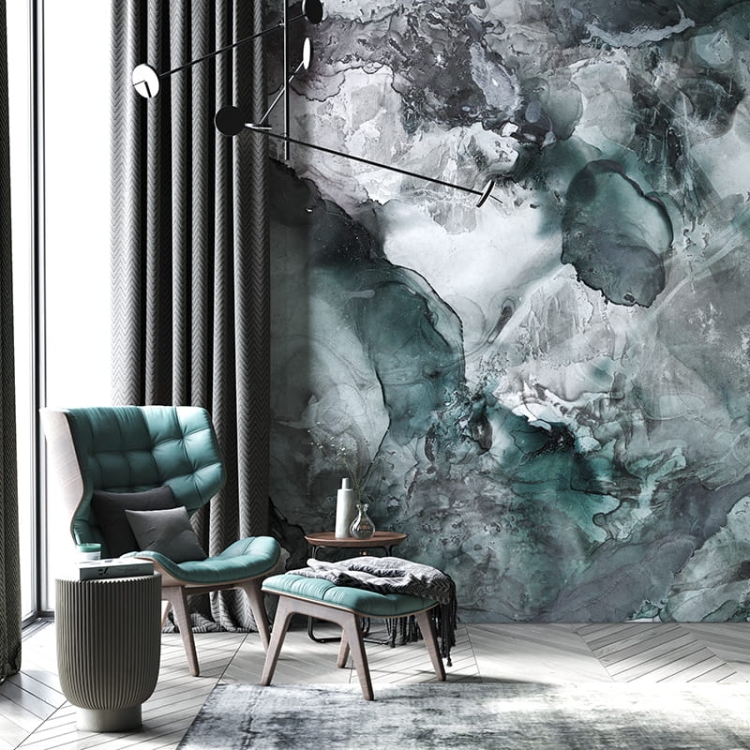 Nowoczesna oryginalna tapeta z abstrakcyjnym motywem Fluid 3 kolory