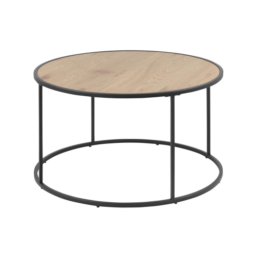 Scandi Loft Wild Oak minimalistyczny stolik kawowy Ø:80cm metalowa rama