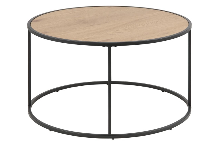 Scandi Loft Wild Oak minimalistyczny stolik kawowy Ø:80cm metalowa rama