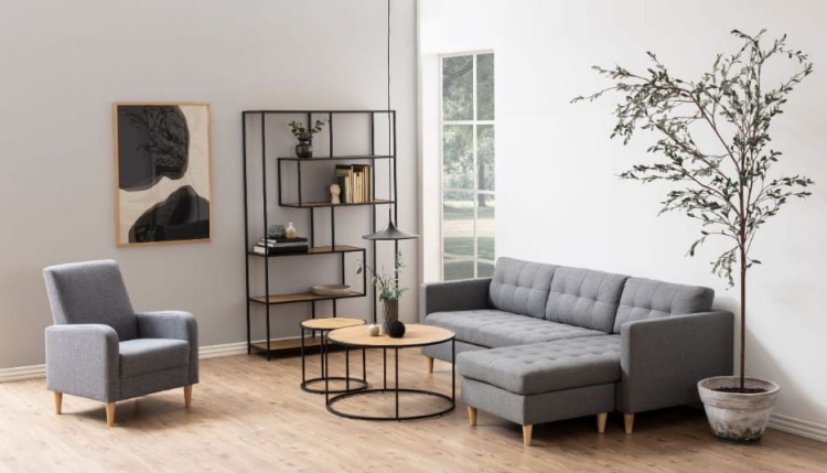 Scandi Loft Wild Oak minimalistyczny stolik kawowy Ø:80cm metalowa rama