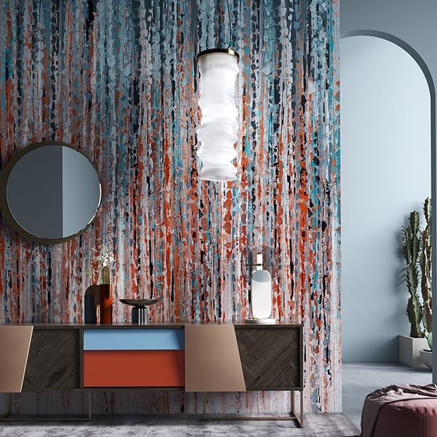 Tapeta na fizelinie jak malowana Fiber kolorowe abstrakcyjne wzory