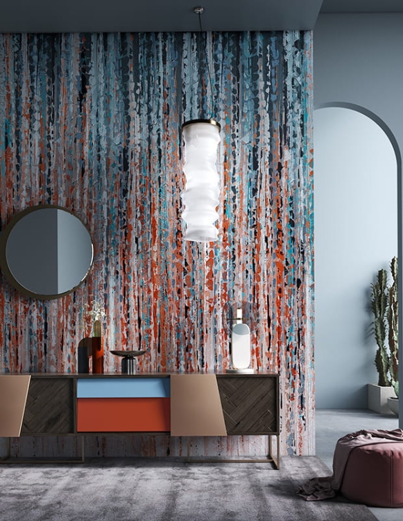 Tapeta na fizelinie jak malowana Fiber kolorowe abstrakcyjne wzory