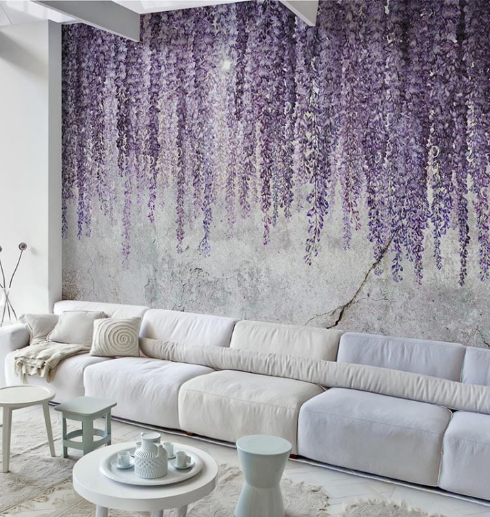 Wisteria Flowers kwiaty Glycynii na murze tapeta ścienna na fizelinie