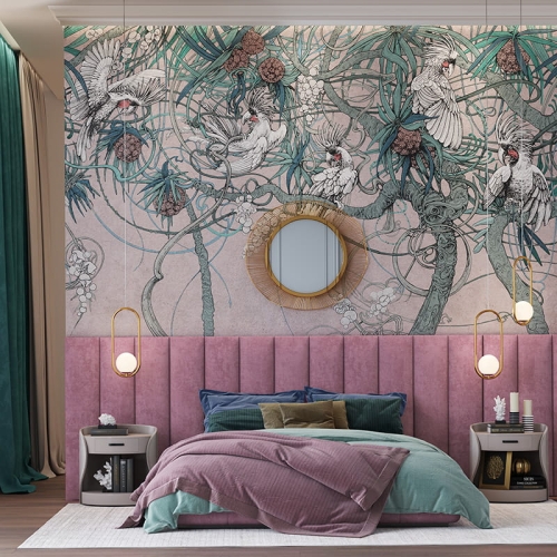 Egzotyczne ptaki papugi kakadu kolorowa tapeta ścienna na fizelinie Wonderwall Studio