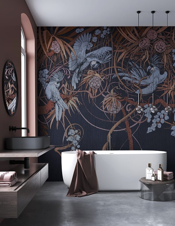 Egzotyczne ptaki papugi kakadu kolorowa tapeta ścienna na fizelinie Wonderwall Studio