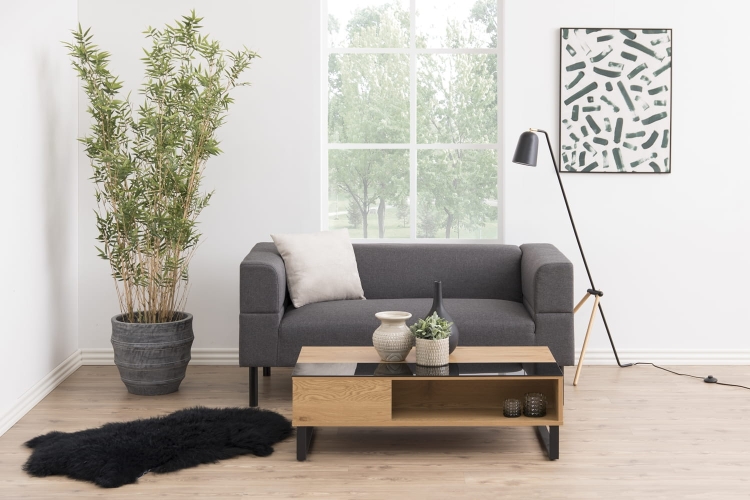 Solidna nowoczesna rozkładana ława 110x60 dziki dąb na czarnej metalowej podstawie