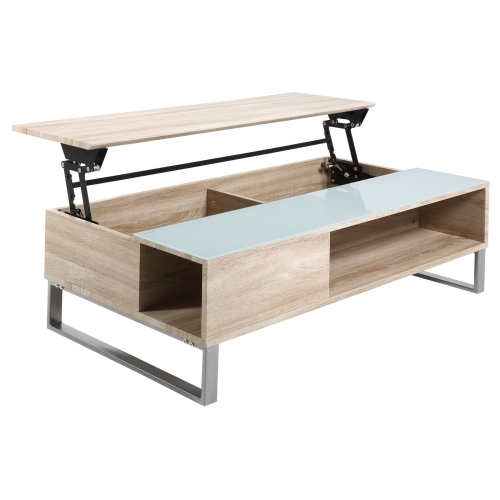 Solidna nowoczesna rozkładana ława 110x60 dąb sonoma na chromowanej metalowej podstawie