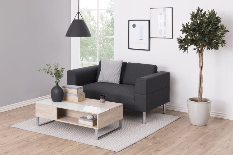 Solidna nowoczesna rozkładana ława 110x60 dąb sonoma na chromowanej metalowej podstawie