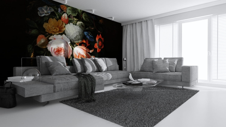 Boudoir Wall Art fototapeta fizelinowa w kwiaty glamour