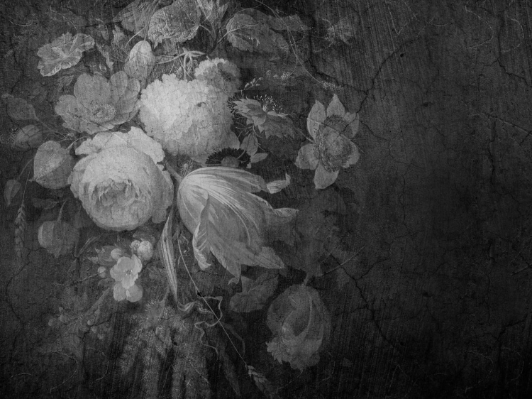 Boudoir Grey Wall Art fototapeta fizelinowa w kwiaty glamour