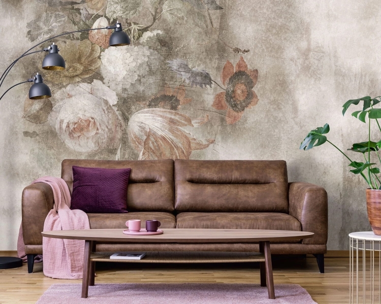 Boudoir Vintage Wall Art fototapeta fizelinowa w kwiaty glamour