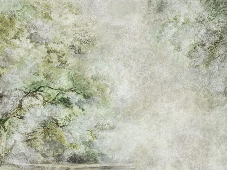 Zielone pastelowe drzewa Wall Art Sanctuary Green fototapeta na fizelinie na wymiar indywidualny