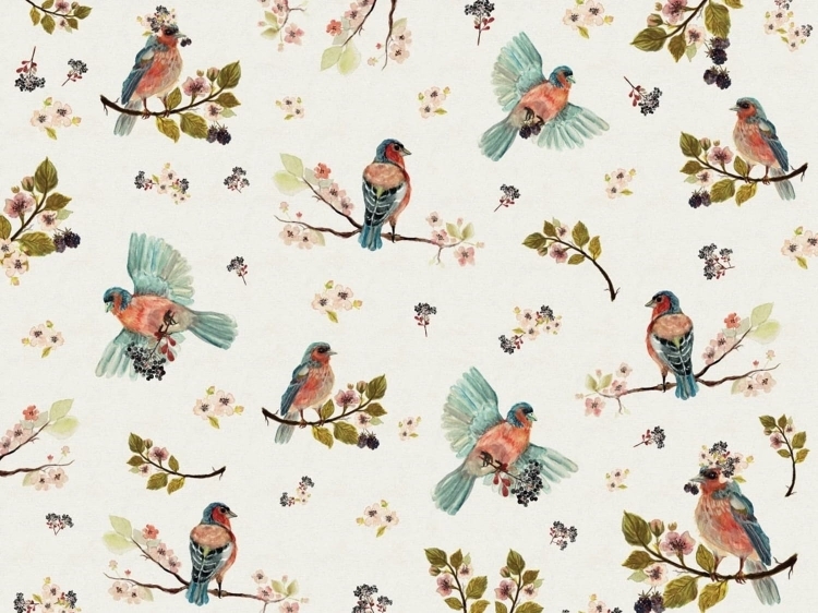 Kremowa fototapeta w ptaszki Wall Art Uccello Cantante Cream do pokoju dziecięcego na wymiar indywidualny