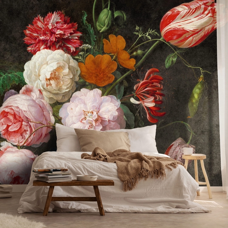 Requiem Wall Art fototapeta na wymiar indywidualny w kwiaty glamour na ciemnym tle