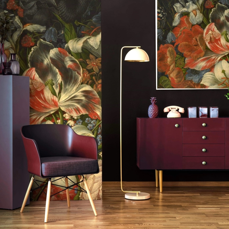 Majesty Wall Art fototapeta na wymiar indywidualny bukiet kwiatów na ciemnym tle