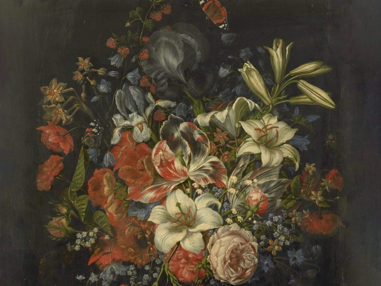 Majesty Wall Art fototapeta na wymiar indywidualny bukiet kwiatów na ciemnym tle