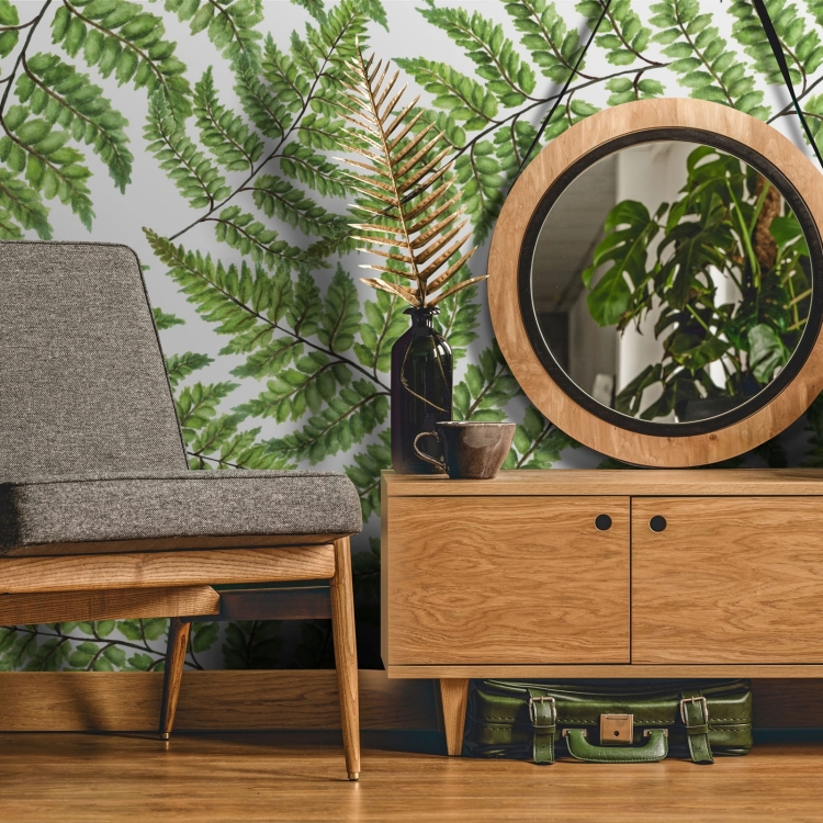 Zielone liście paproci Wall Art Jurrasic Fern fototapeta na fizelinie wymiar indywidualny