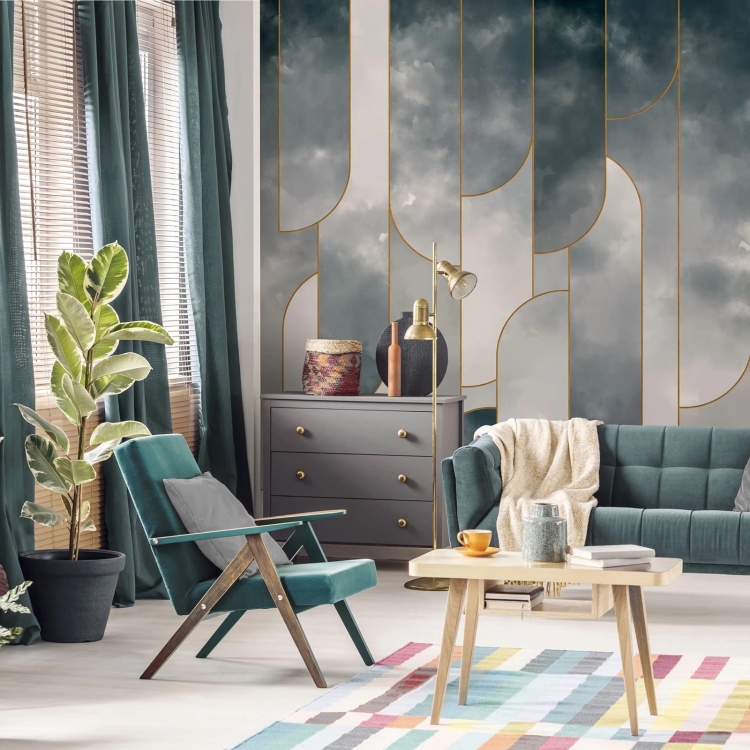 Ombre Crossing Wall Art geometryczna fototapeta na wymiar indywidualny - chmury