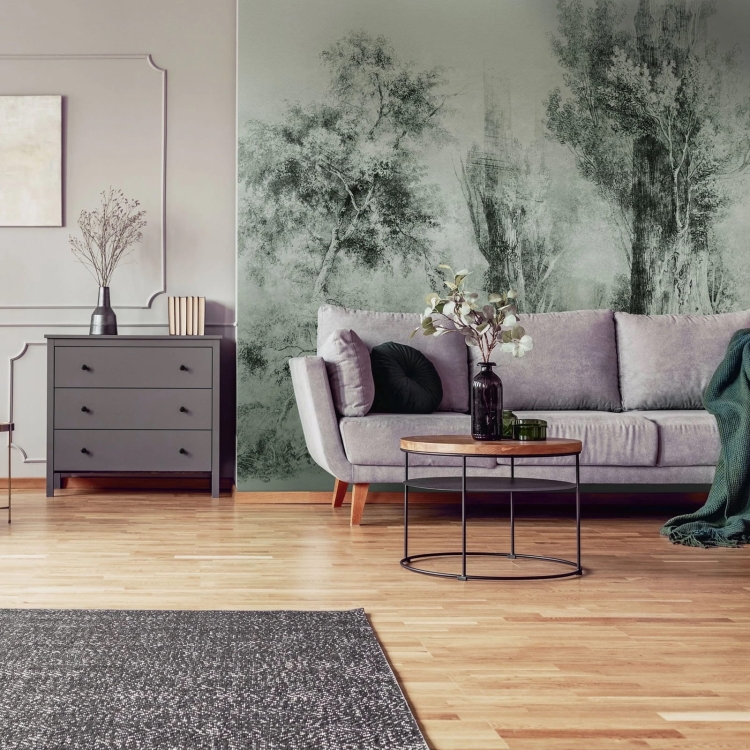 Calm Green Wall Art fototapeta na wymiar indywidualny - szkicowane drzewa zielone