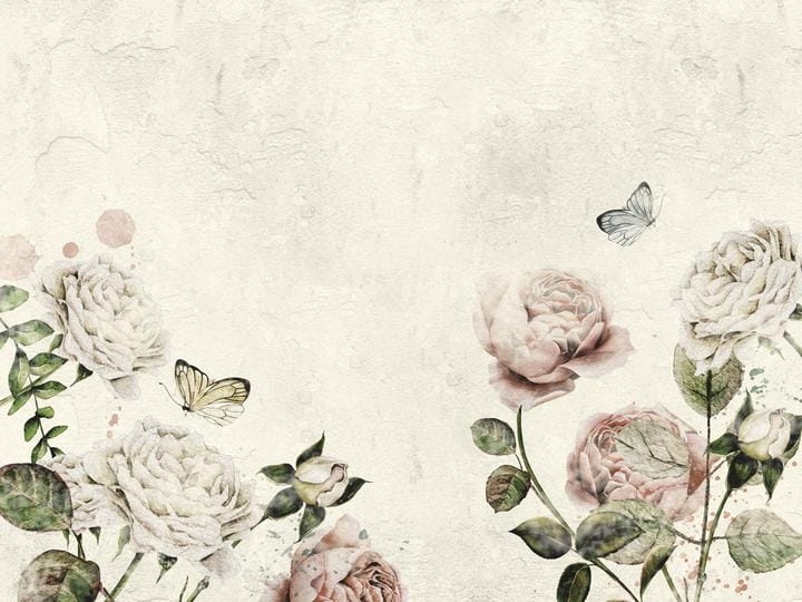 Rose Dream White fototapeta w róże do pokoju dziecięcego lub salonu - na wymiar