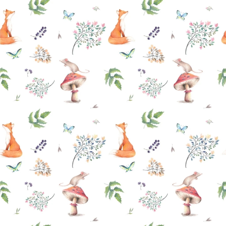 Fototapeta na wymiar do pokoju dziecięcego Little Fox lisy myszki i grzyby