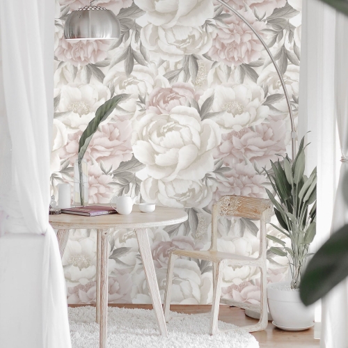 Jasne kwiaty peonii fototapeta na fizelinie na wymiar indywidualny Peony Light