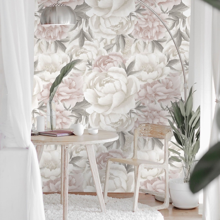 Jasne kwiaty peonii fototapeta na fizelinie na wymiar indywidualny Peony Light