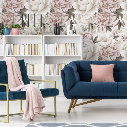 Peonie w rozkwicie fototapeta na fizelinie na wymiar indywidualny Peony Saturated