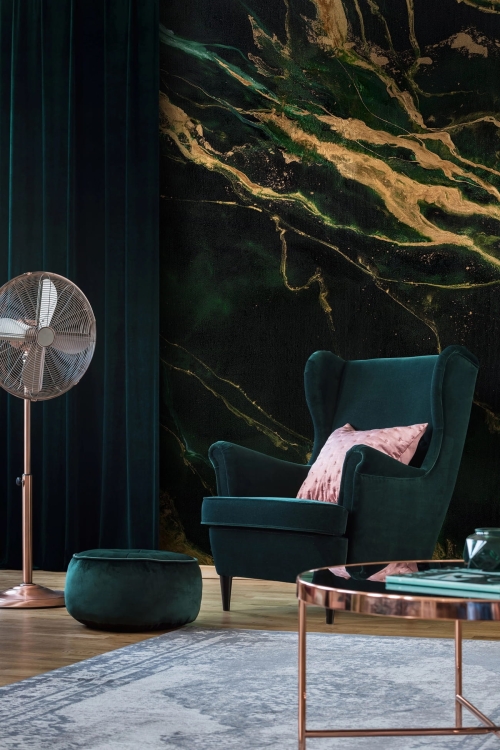 Emerald Wall Art butelkowa zieleń oryginalna fototapeta na fizelinie jak obraz - wymiar indywidualny