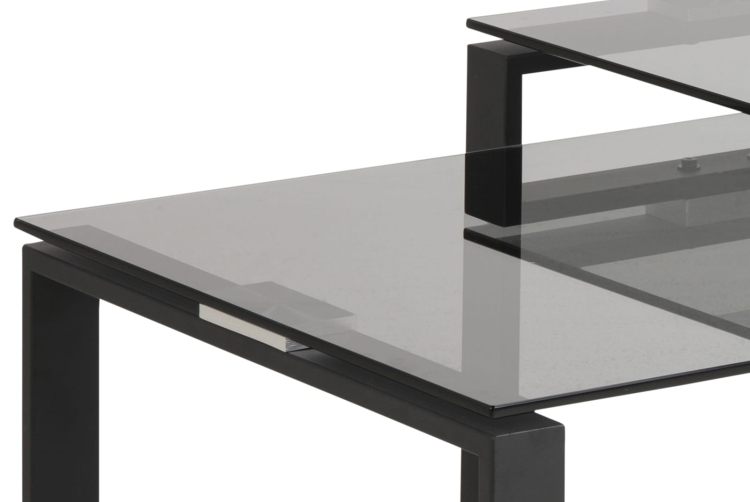 Nowoczesna ława z czarną metalową podstawą 115x55 blaty szklane komplet stolików