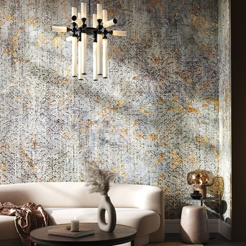 Wonderwall Amber abstrakcyjna fototapeta na fizelinie na wymiar 4 wersje kolorystyczne postarzane arabeski