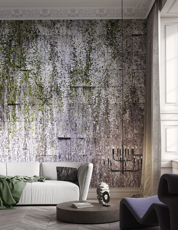 Wonderwall Allure fototapeta na wymiar kwitnące drzewa na plisowanej fizelinie