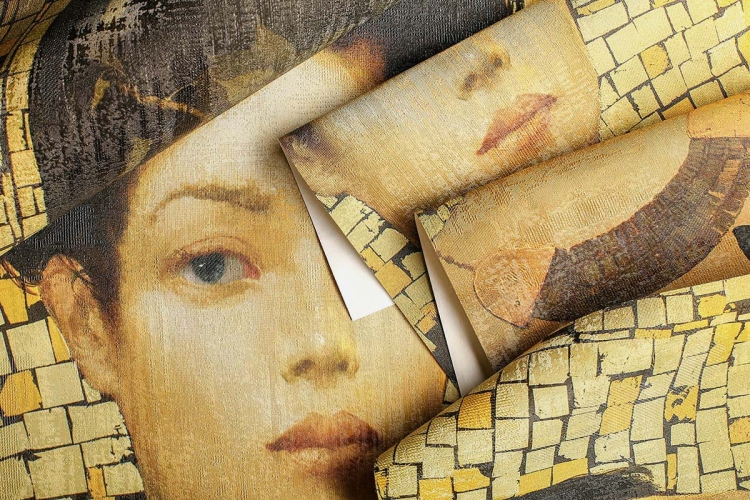 Sofia tapeta ścienna na fizelinie w stylu Glamour kobieta i wachlarze z piór