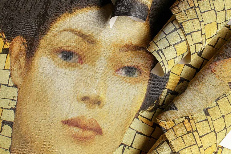 Sofia tapeta ścienna na fizelinie w stylu Glamour kobieta i wachlarze z piór