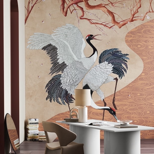 Żurawie tapeta ścienna na fizelinie w nowoczesnym orientalnym stylu Wonderwall Studio Alba