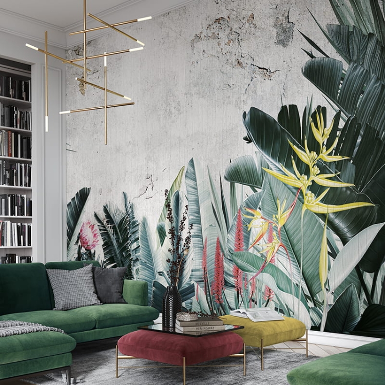 Tropikalne liście tapeta ścienna na fizelinie dżungla wysoka jakość 3 kolory