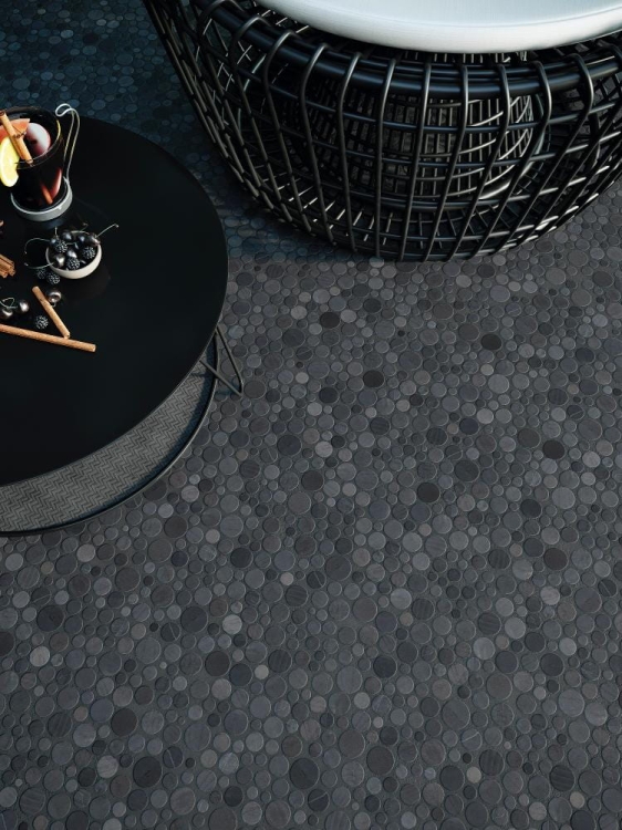 L'Antic Colonial Paradise Round Stone Negro bazaltowa mozaika