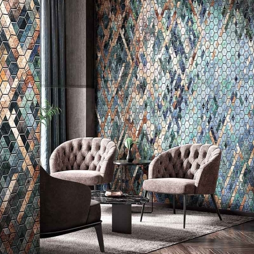 Abstrakcyjna tapeta w różnokolorowe romby Wonderwall Studio Iris na wymiar indywidualny