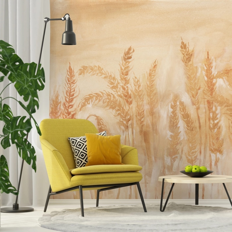 Złote kłosy pole zbóża sielankowa fototapeta boho winyl na flizelinie - wymiar indywidualny