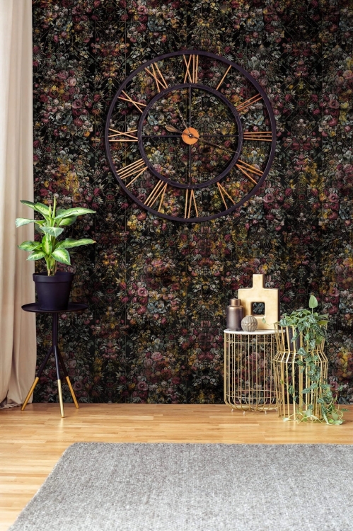 Drobne kwiaty na czarnym tle fototapeta na wymiar Opulence Glamour Black