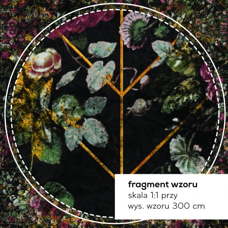 Drobne kwiaty na czarnym tle fototapeta na wymiar Opulence Glamour Black