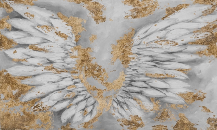 Hermes Wall Art fototapeta na wymiar skrzydła na szarym tle