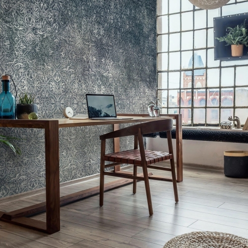 Niebieskie ornamenty fototapeta na flizelinie - wymiar indywidualny