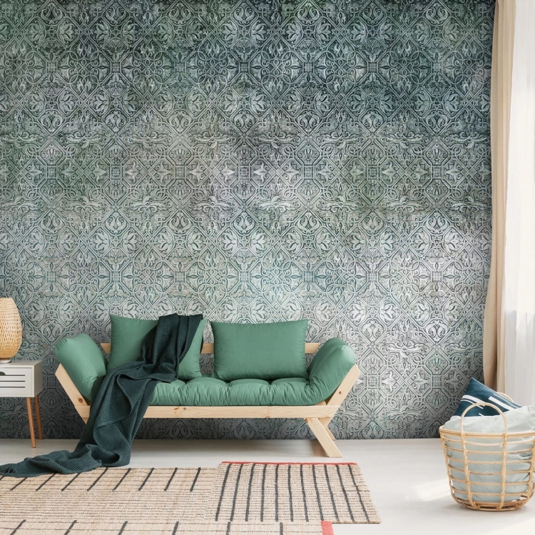 Zielone ornamenty fototapeta na flizelinie - wymiar indywidualny