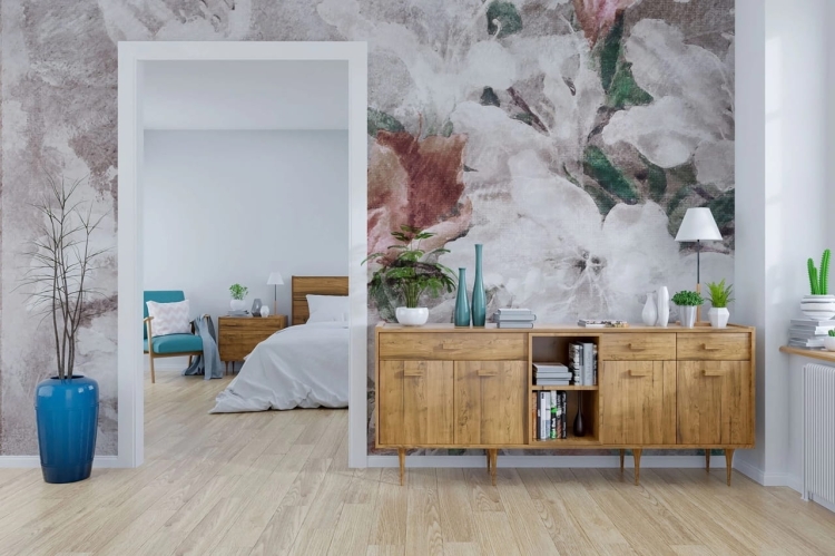 Kwiatowa fototapeta na betonowym tle - wymiar indywidualny Wall Art Gloria