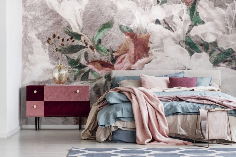 Kwiatowa fototapeta na betonowym tle - wymiar indywidualny Wall Art Gloria