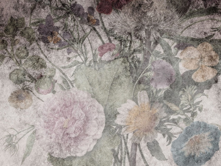 Mystery Garden pastelowa fototapeta z kwiatowym motywem - wymiar indywidualny