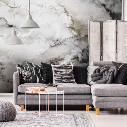 Jasnoszara akwarelowa abstrakcja - fototapeta na wymiar indywidualny Lago Beige & Grey