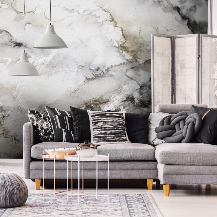 Jasnoszara akwarelowa abstrakcja - fototapeta na wymiar indywidualny Lago Beige & Grey